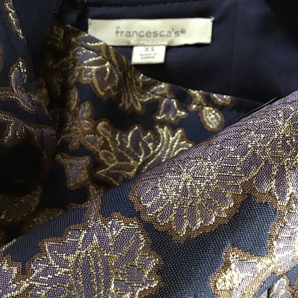 Francesca’s Gold & Navy Floral Dress - Picture 6 of 6